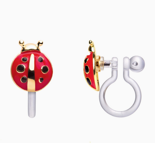 clip on earrings: ladybugs