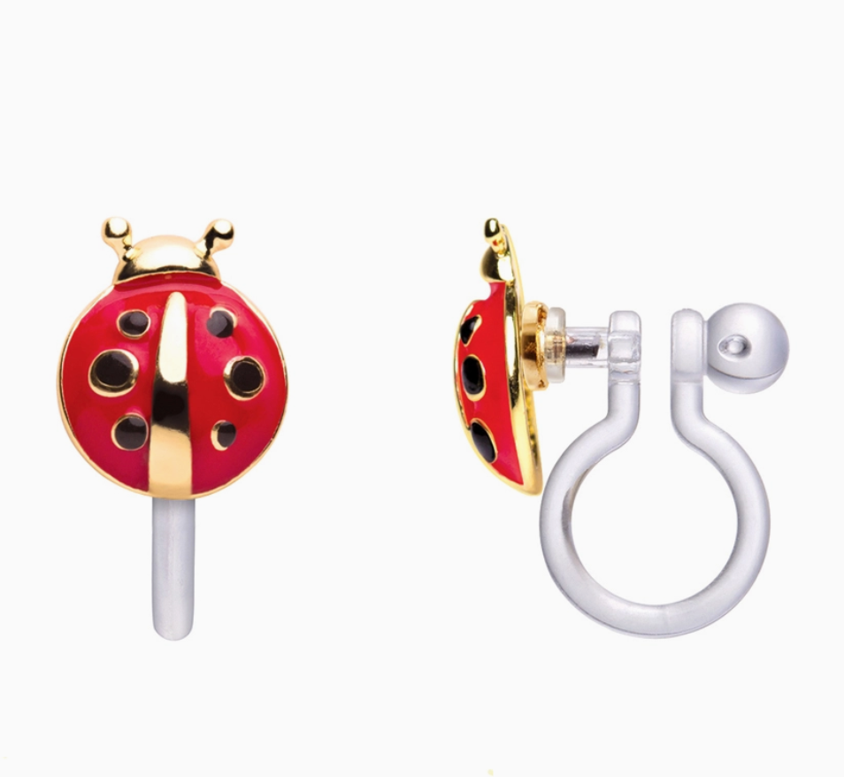 clip on earrings: ladybugs