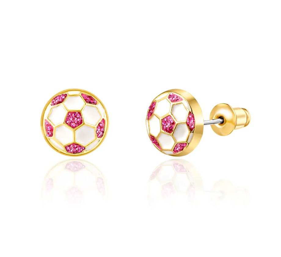 stud earrings: soccer balls