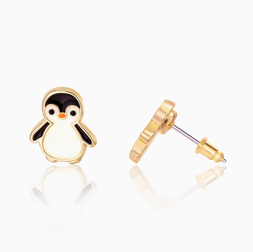 stud earrings: penguins
