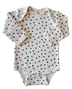 blue floral pointelle onesie