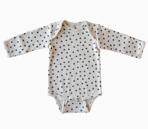 blue floral pointelle onesie