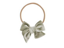velvet bow headband - pewter