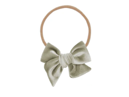 velvet bow headband - pewter