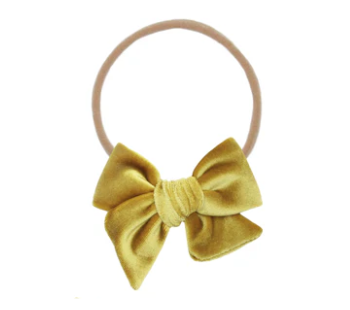 velvet bow headband - honey