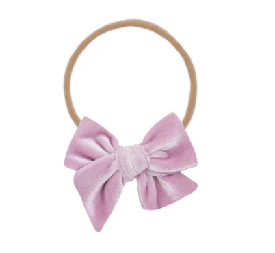 velvet bow headband - lilac