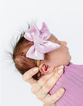velvet bow headband - lilac