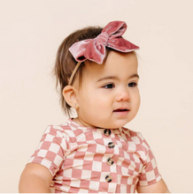 velvet bow headband - rose