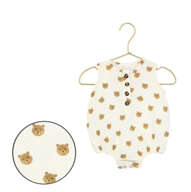 bubble romper in teddy