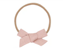 linen bow headband rose
