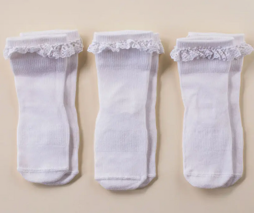 white lace grip socks