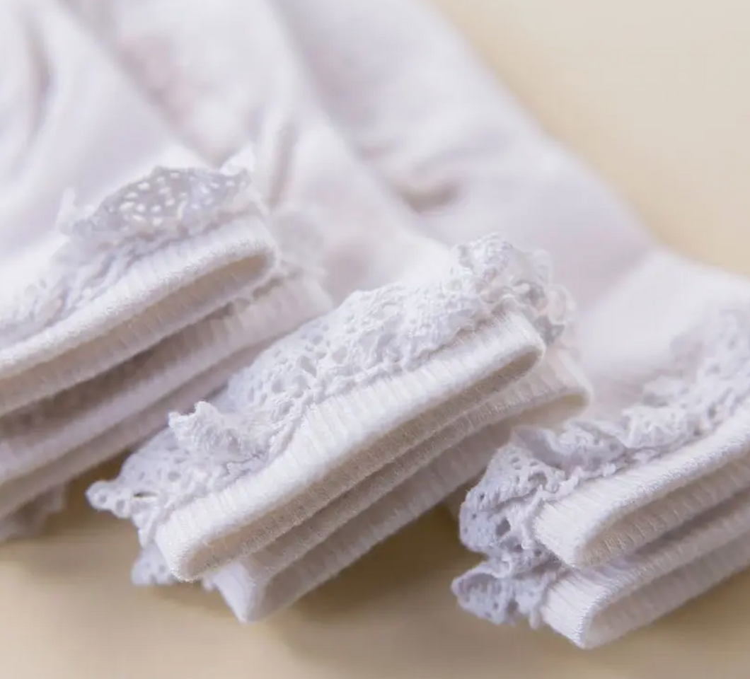 white lace grip socks
