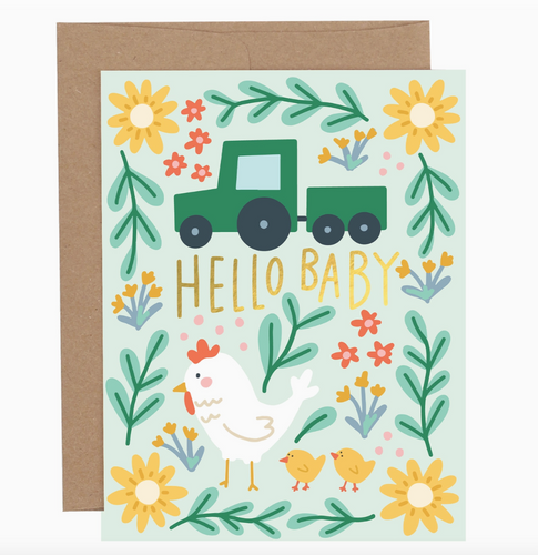 hello baby chick card