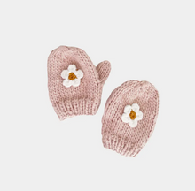 daisy knit mittens