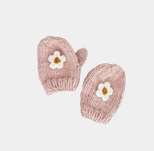 daisy knit mittens