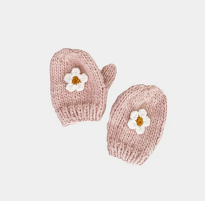 daisy knit mittens