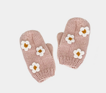 daisy knit mittens