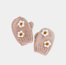 daisy knit mittens