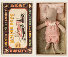 little sister in box pink gingham