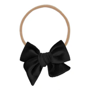 velvet bow headband - black