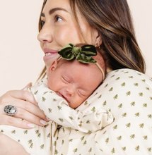 velvet bow headband - olive