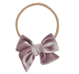 velvet bow headband - iris