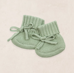 knit booties - sage