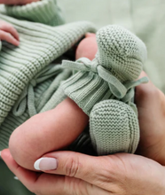 knit booties - sage