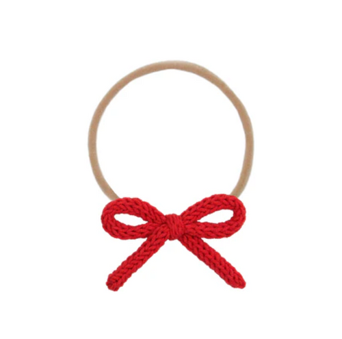 crochet bow headband cherry red