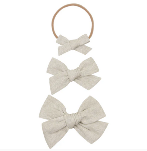 linen bow headband oat