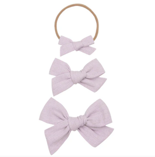 linen bow headband lavender