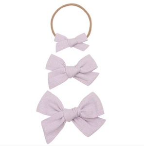 linen bow headband lavender
