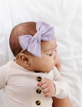 linen bow headband lavender