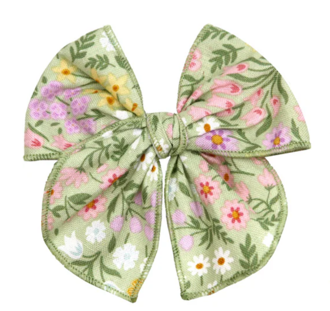 heirloom bow clip - sage floral