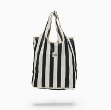 standard reusable bag in black + white stripes