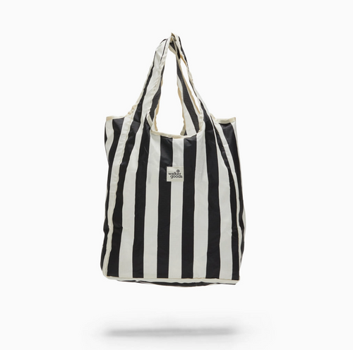 standard reusable bag in black + white stripes