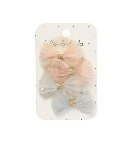 sparkle tulle mini bow clips