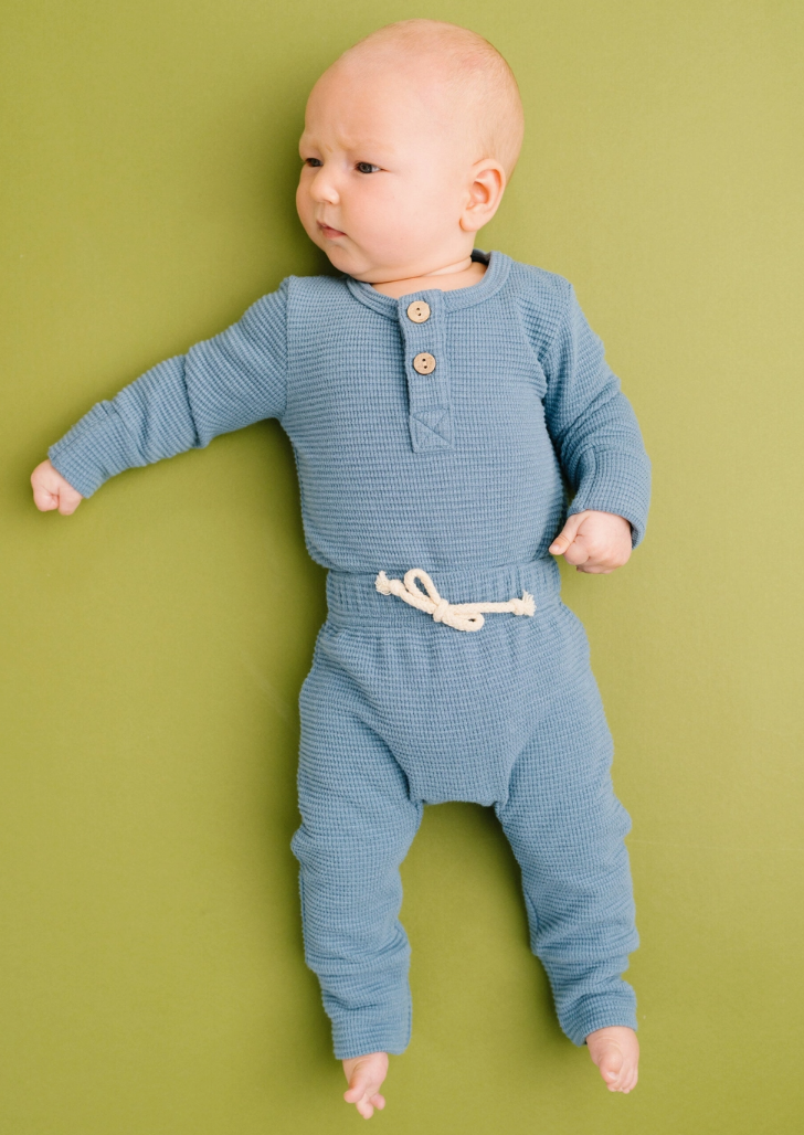 dusty blue waffle set