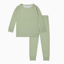 bamboo pajamas in evergreen stripe