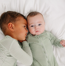 bamboo pajamas in evergreen stripe