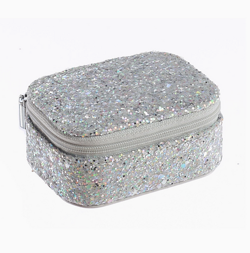 confetti glitter silver mini jewelry box