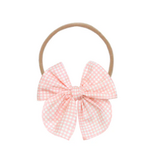 heirloom bow headband - pink gingham