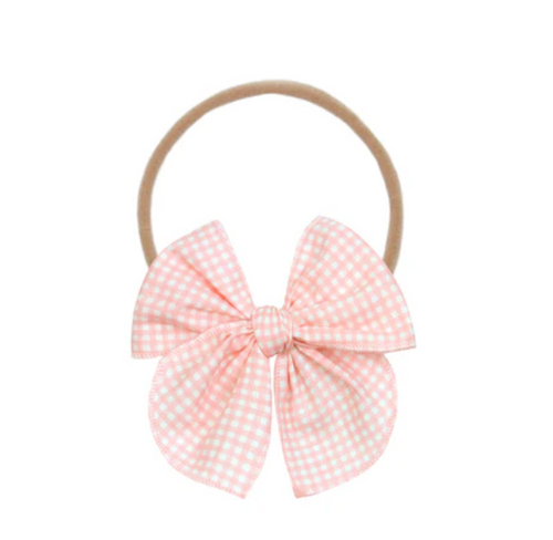 heirloom bow headband - pink gingham