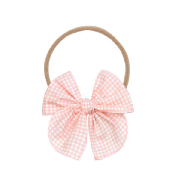 heirloom bow headband - pink gingham