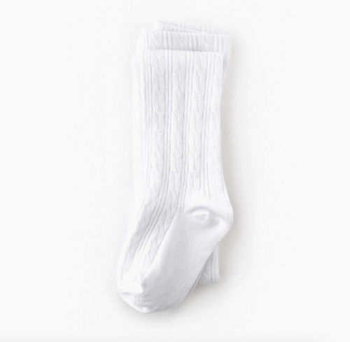 white cable knit tights