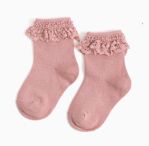 blush pink lace midi sock