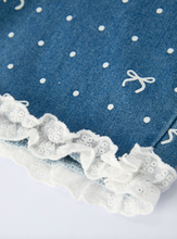 denim bow dot set