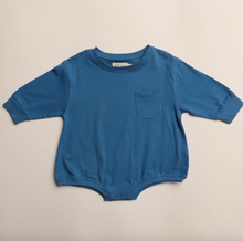 pocket romper in lake blue