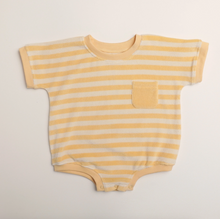callie romper in yellow stripe
