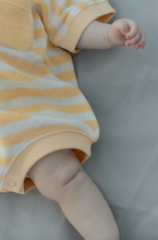 callie romper in yellow stripe